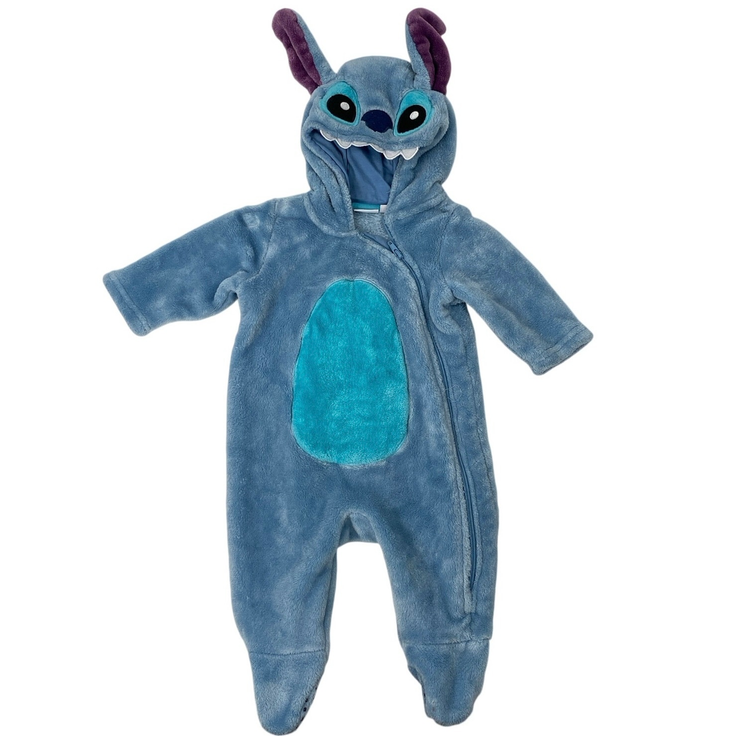 Disneyland Stitch Baby Costume Fleece Hoodie Bodysuit Pajama Onesie Jumpsuit 6m
